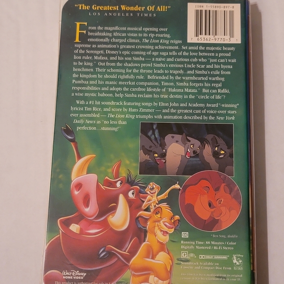 The Lion King VHS Disney Masterpiece - Picture 2 of 5